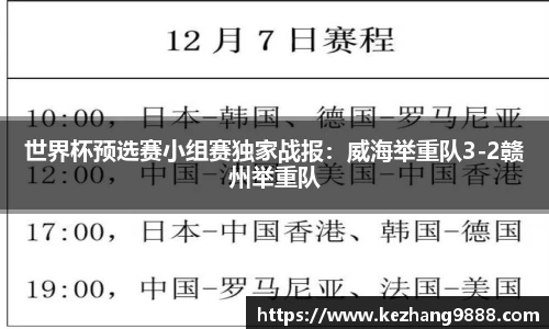 世界杯预选赛小组赛独家战报：威海举重队3-2赣州举重队